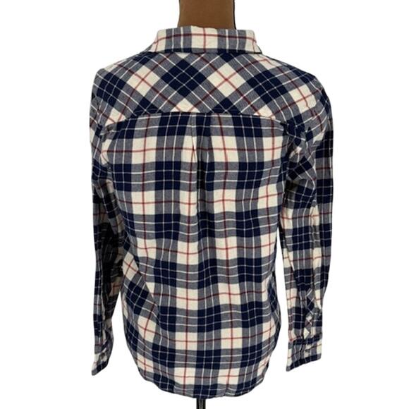 J. Crew Plaid Fitted Flannel Shirt in Blue and Red – Size Small - Picture 5 of 8